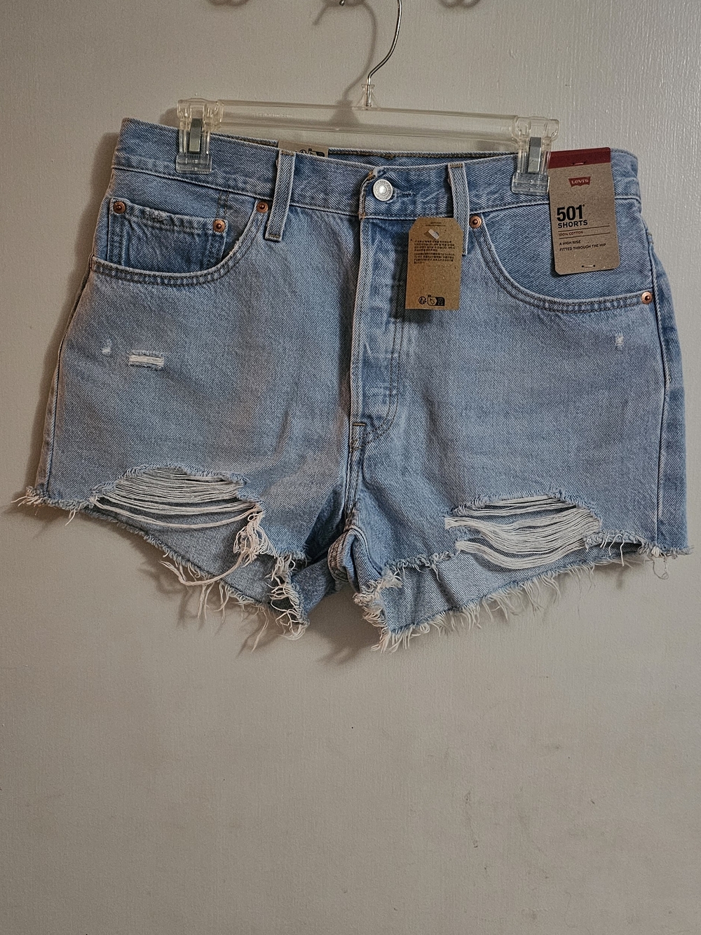 Levi's Light Blue Distressed Cutoff Jean Shorts